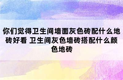 你们觉得卫生间墙面灰色砖配什么地砖好看 卫生间灰色墙砖搭配什么颜色地砖